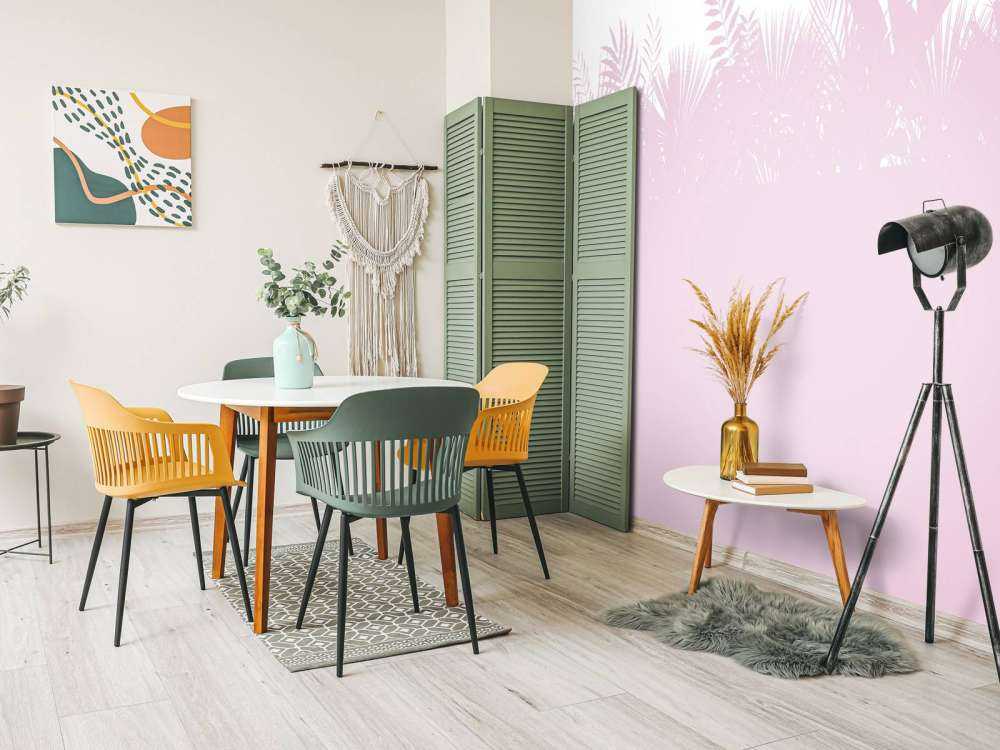 Sagome di foglie di palma, rosa