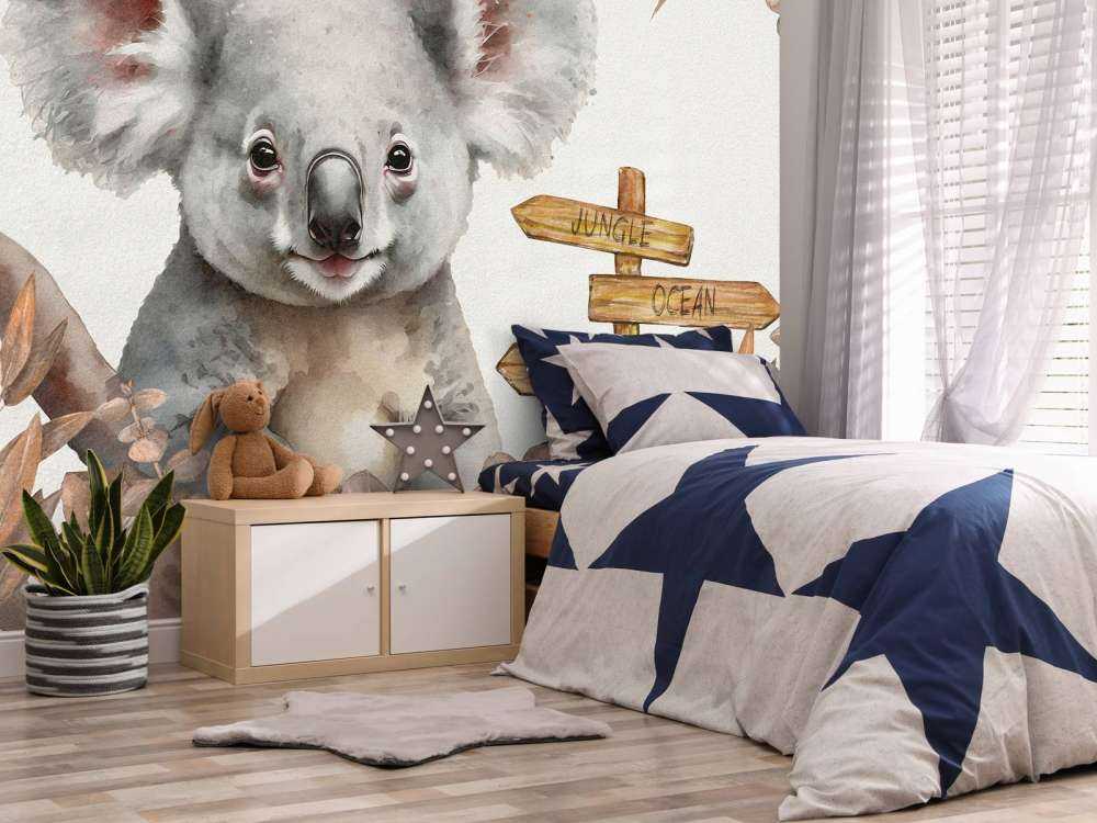 Baby koala nella giungla taupe