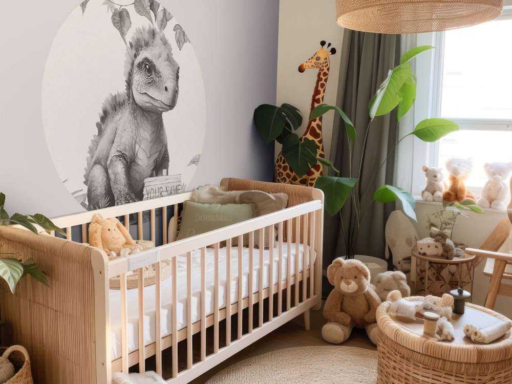 Baby ankylosaurus nella giungla beige