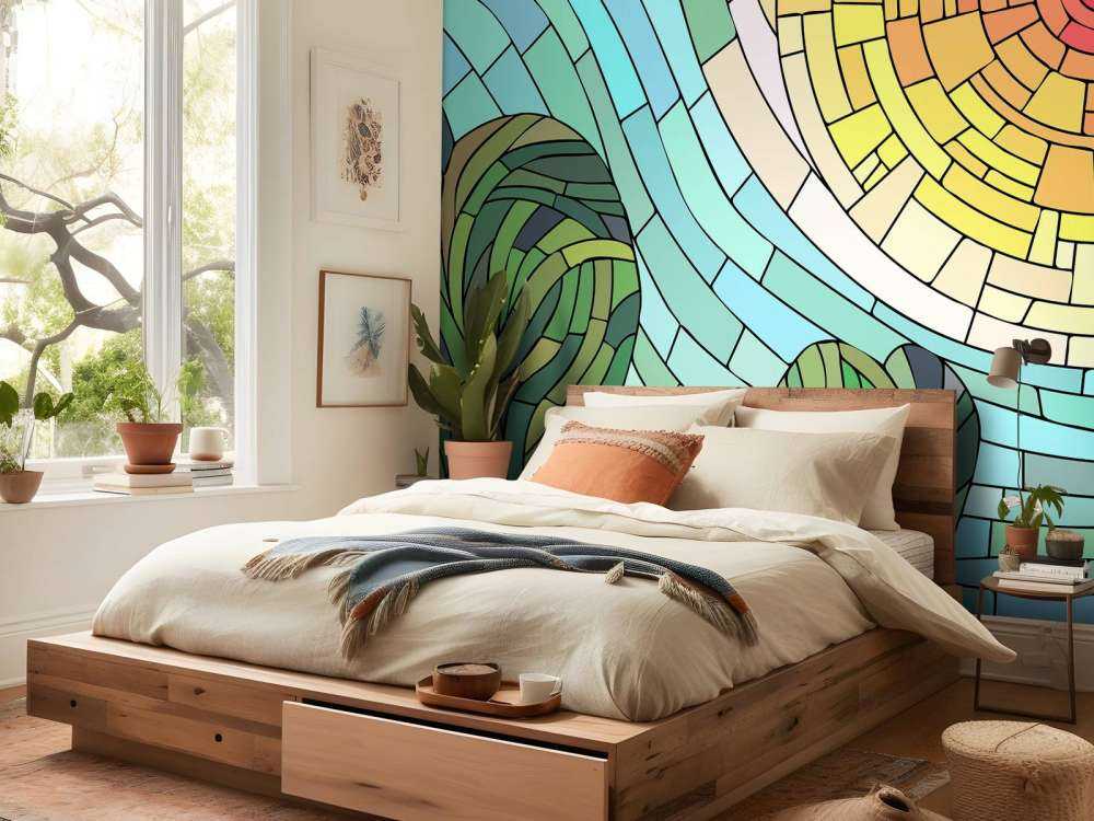 Sole rosso dagli alberi