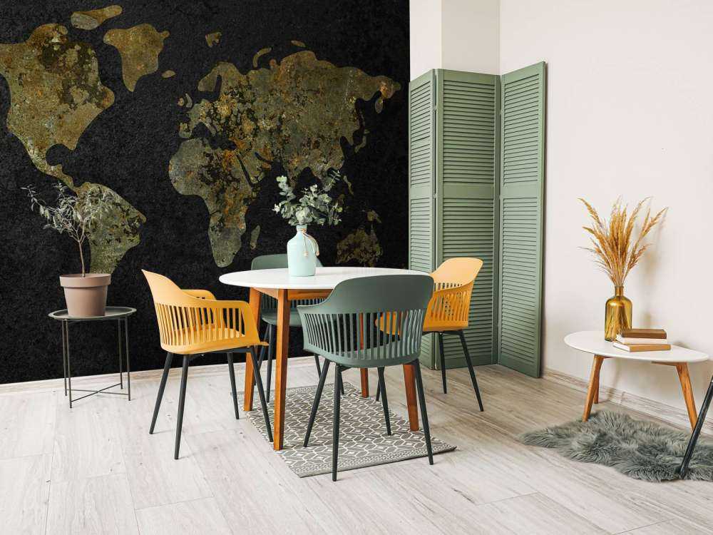 Mappa del mondo con texture verde oro