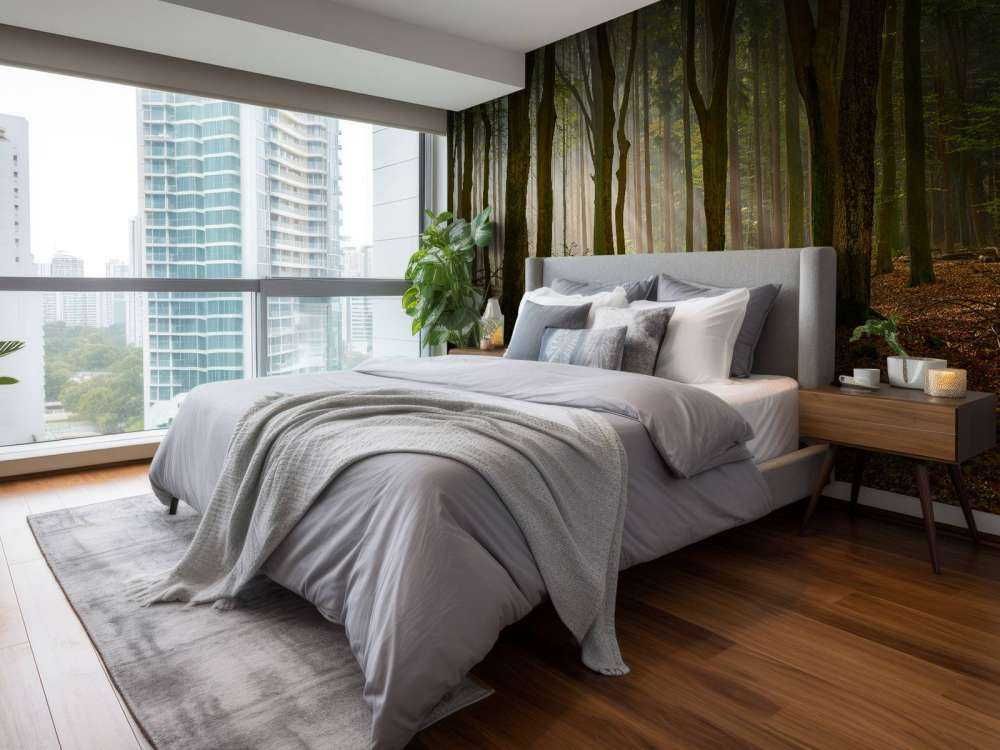 Raggi di sole al percorso attraverso la foresta