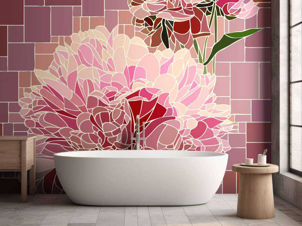 Mosaico di fiori rosa
