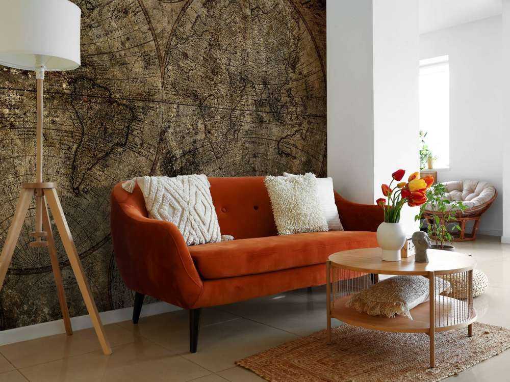 Vecchia mappa del mondo bruciata