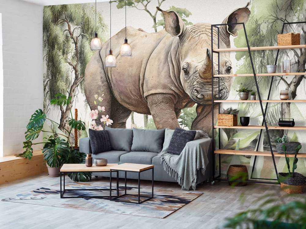 Baby rinoceronte nella savana