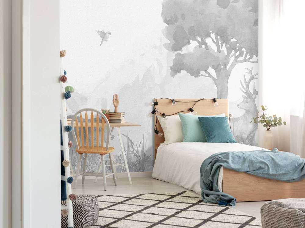 Animali della foresta in bianco e nero