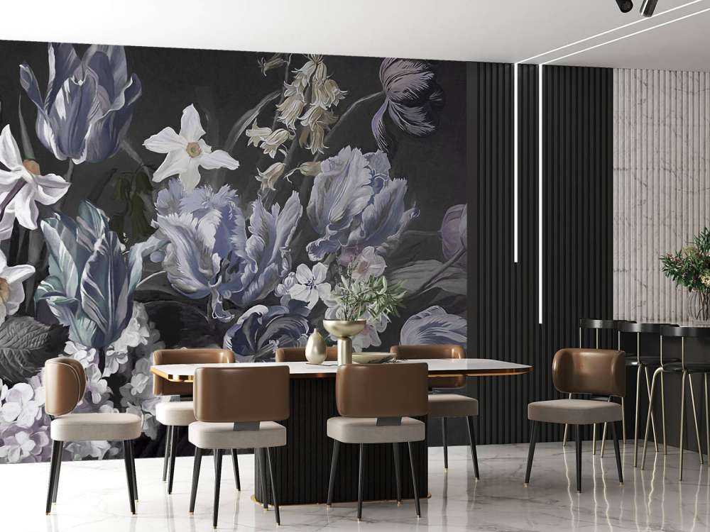 Bouquet con peonie blu