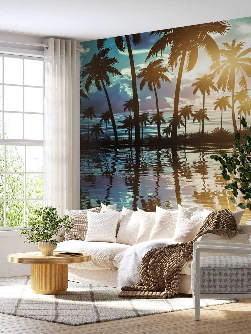 Paesaggio notturno con palme