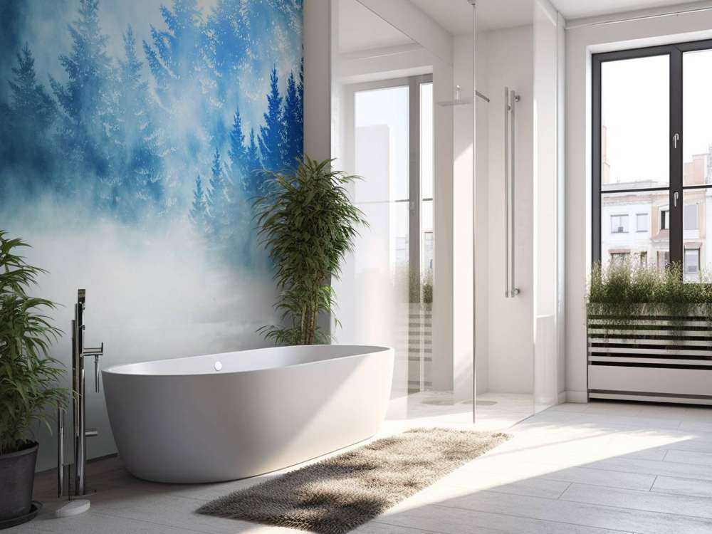 Foresta scura con neve