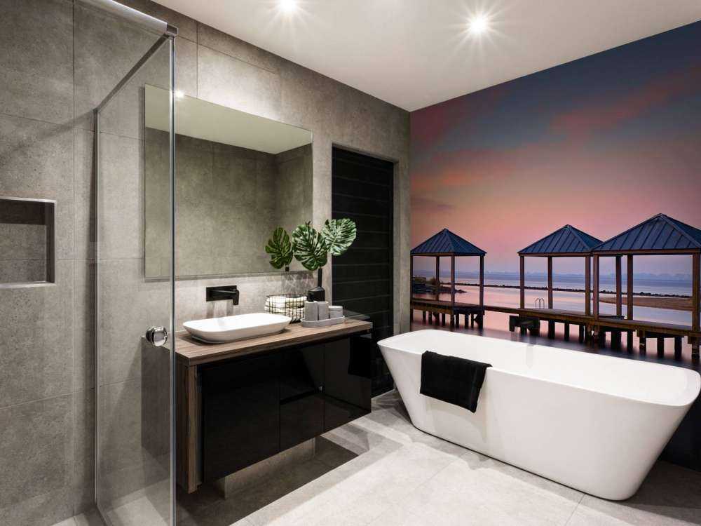 Molo di nuoto all'alba