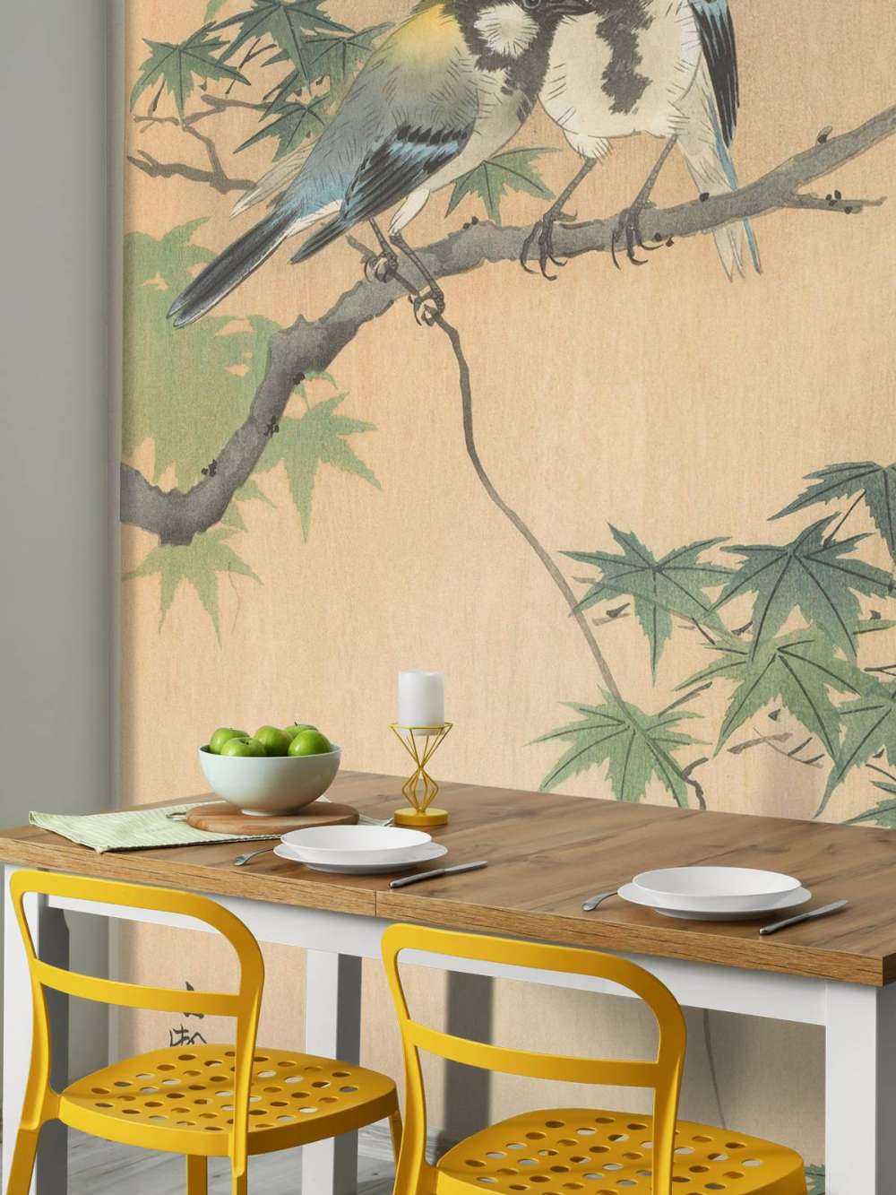 Cinciallegre su ramo di acero