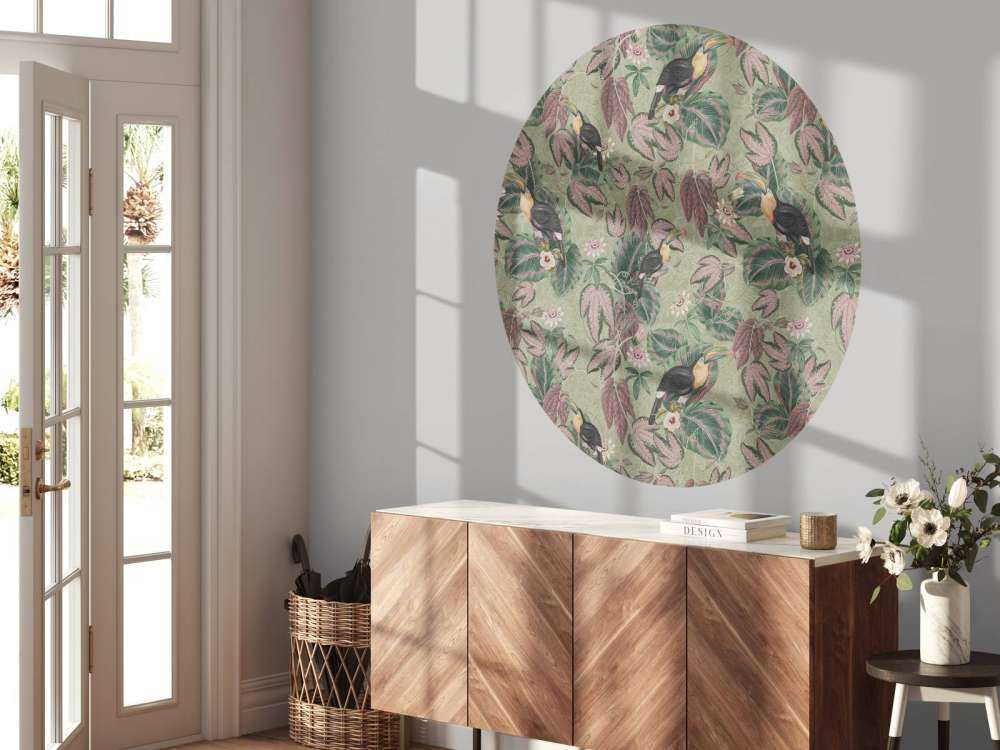 Uccelli e tucani della giungla tropicale - verde salvia