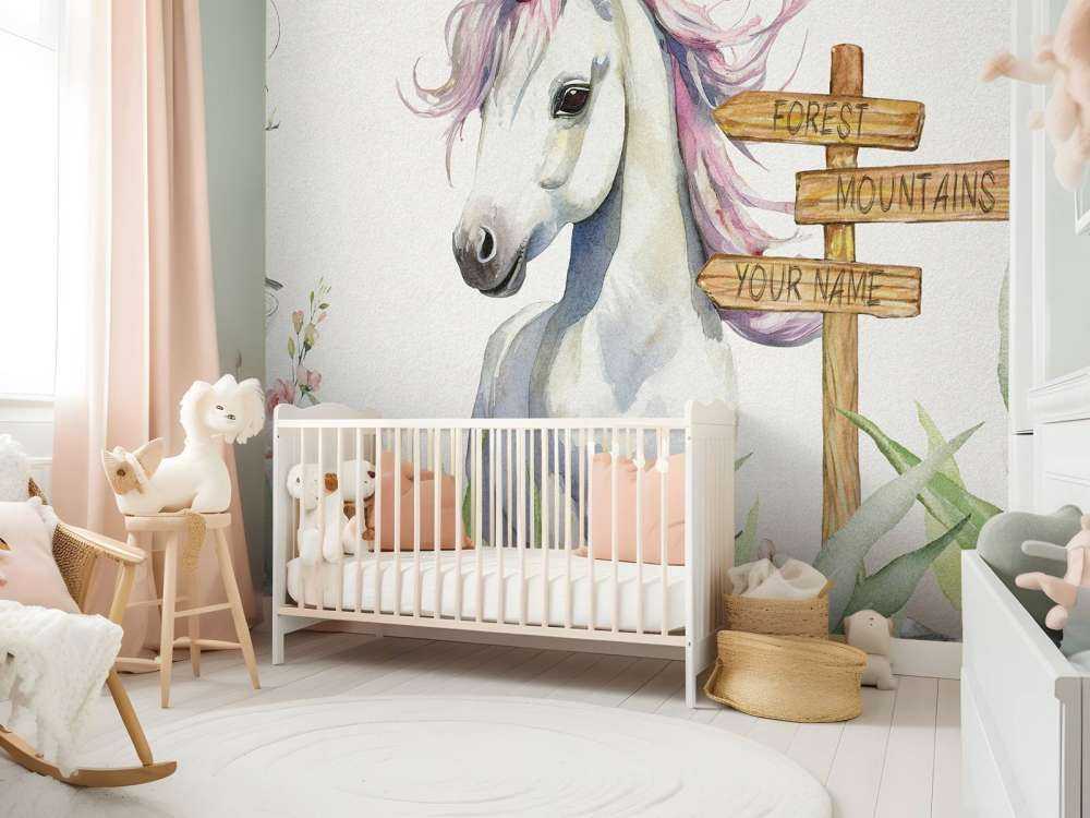 Baby unicorno con piante