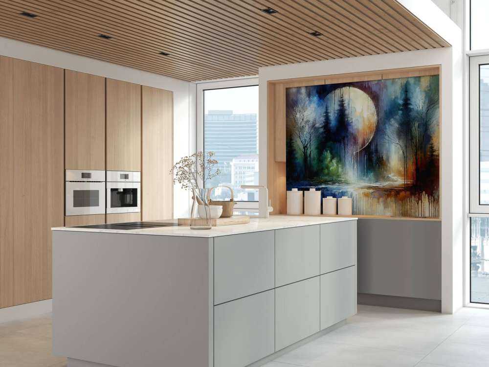 Watercolor Abstract Forest At Moonlight