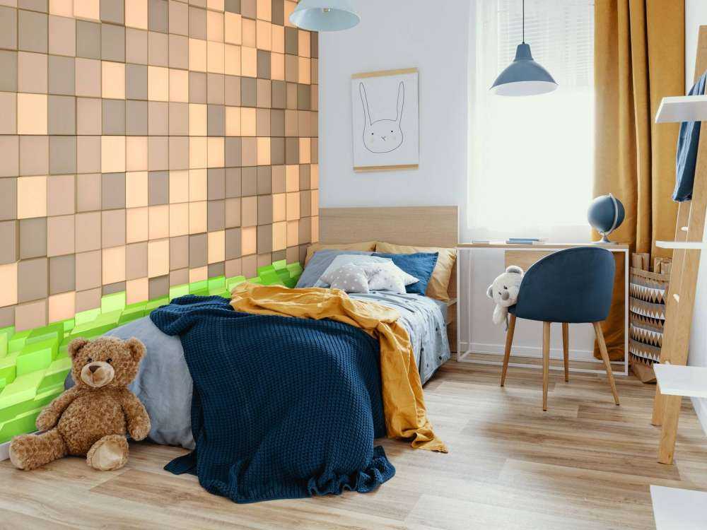 Paesaggio 3D di Minecraft con blocchi marroni