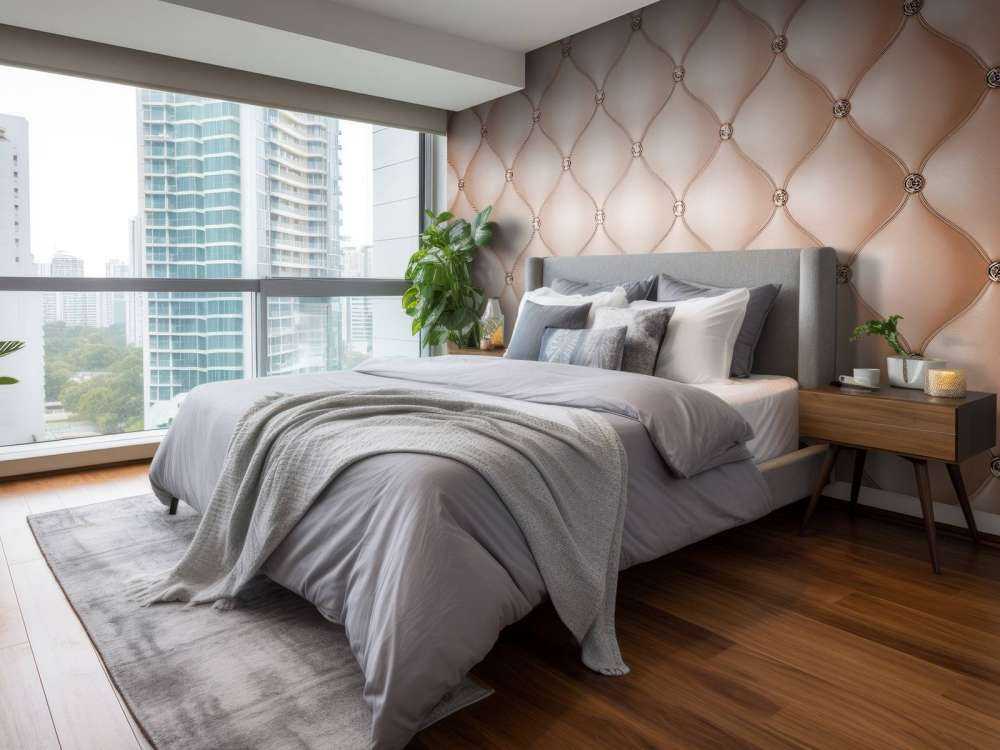 Pared con collage rosa chic