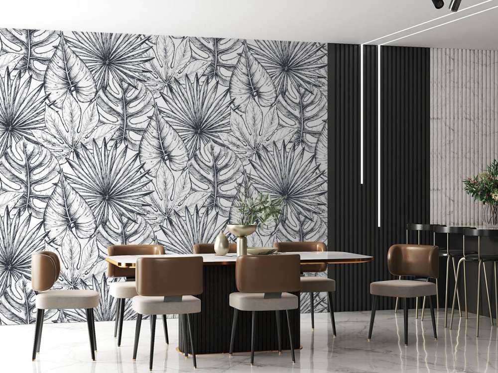 Foglie bianche disegnate