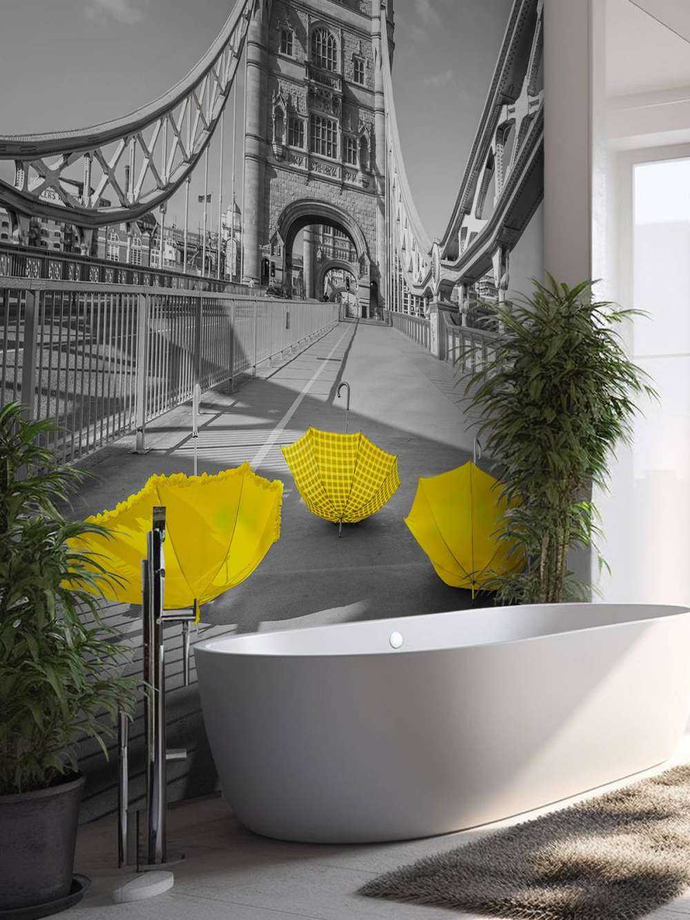 Ombrelli gialli sul Tower bridge