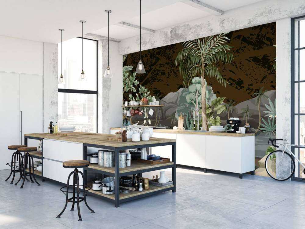 Paesaggio della giungla con fiume