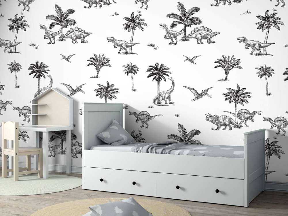 Disegno di dinosauri in bianco e nero