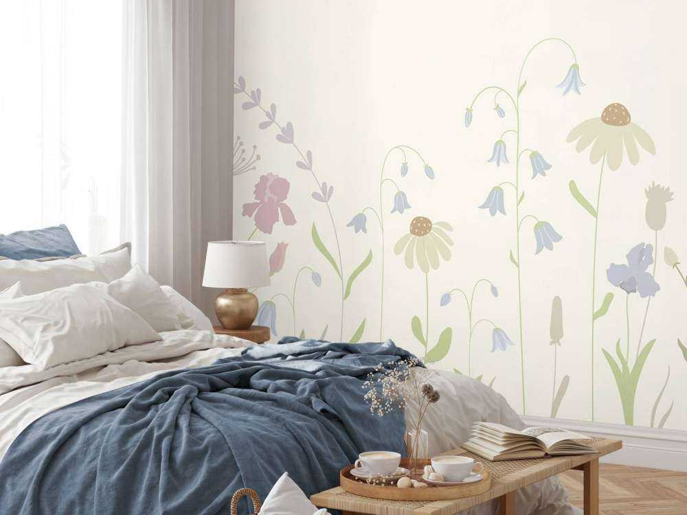 Campo di fiori alto beige, rosa antico, verde e lilla