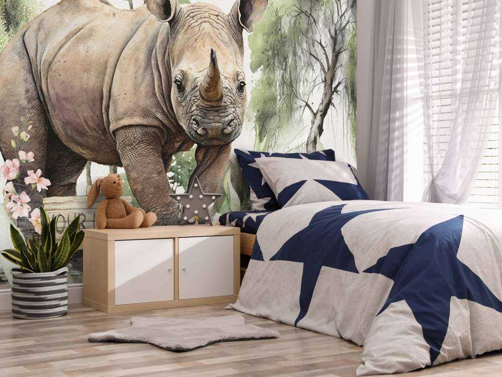 Baby rinoceronte nella savana