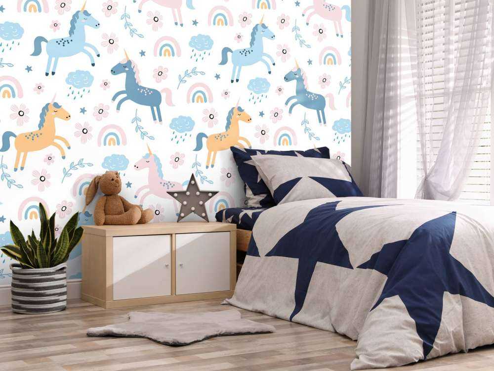 Unicorno con arcobaleno