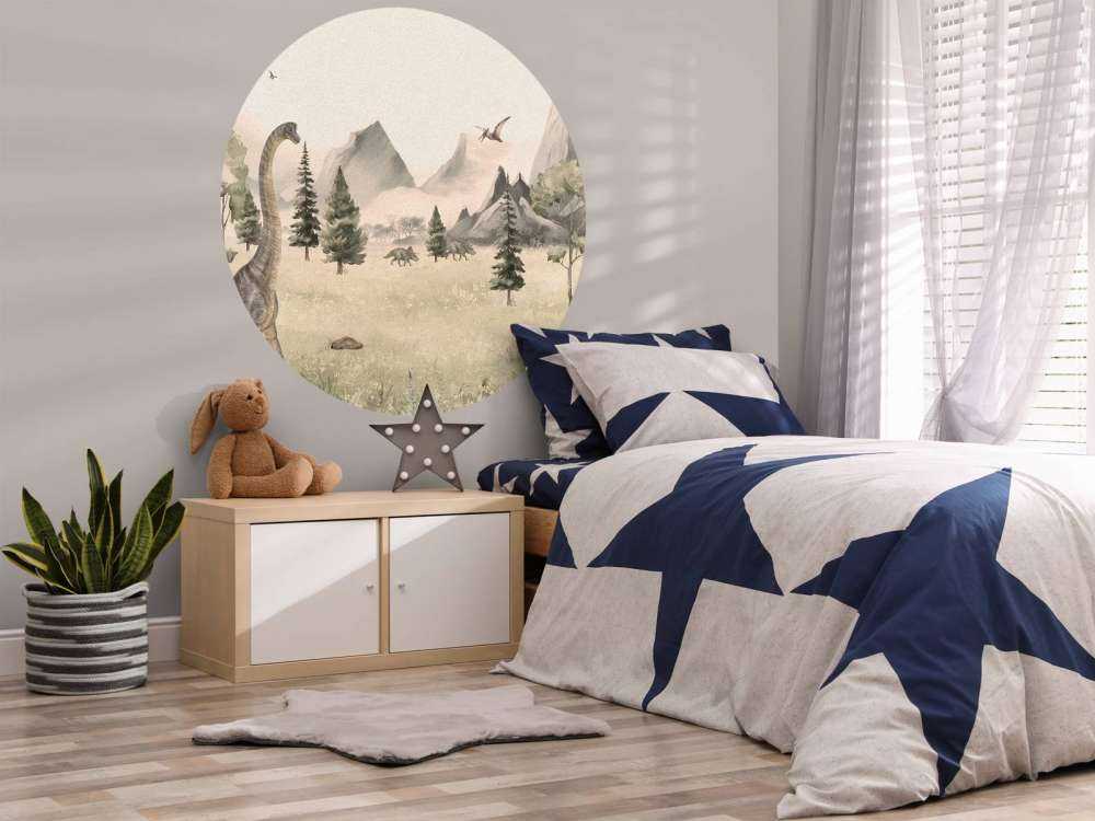 Paesaggio con dinosauri in beige