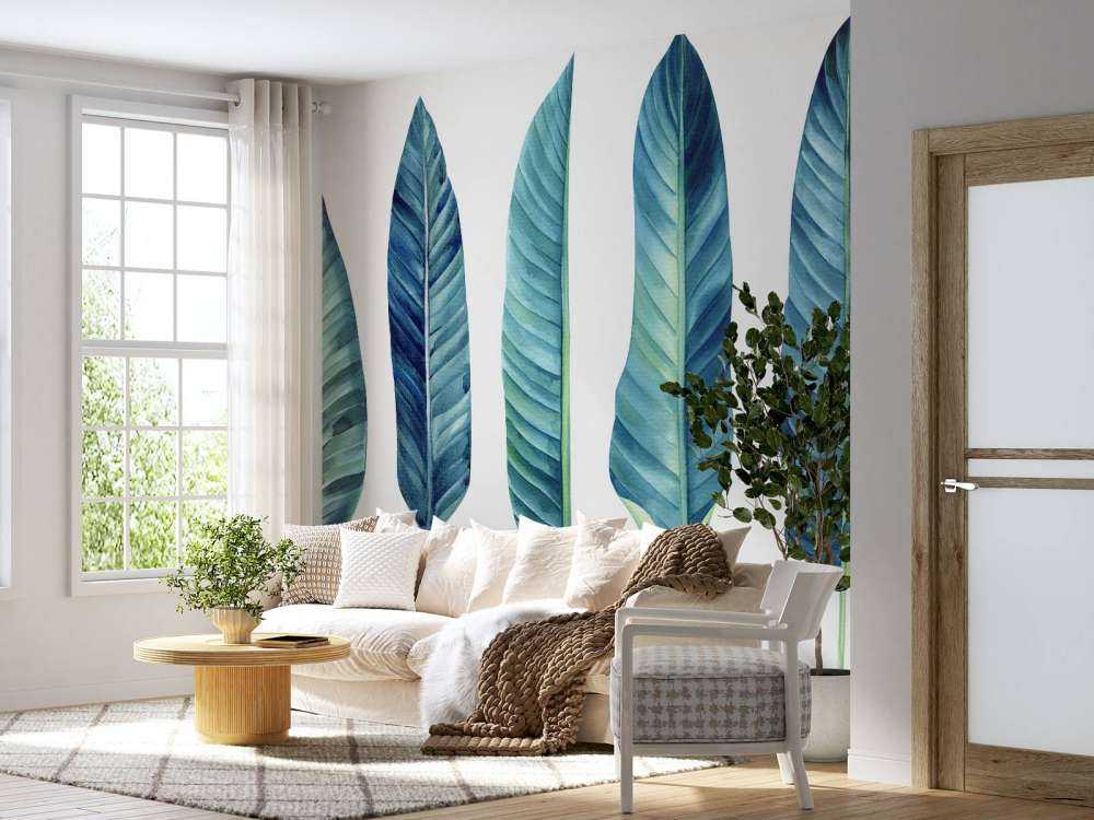 Foglie tropicali su sfondo bianco