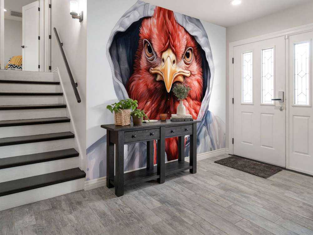 Cartone animato di pollo ad acquerello con felpa con cappuccio