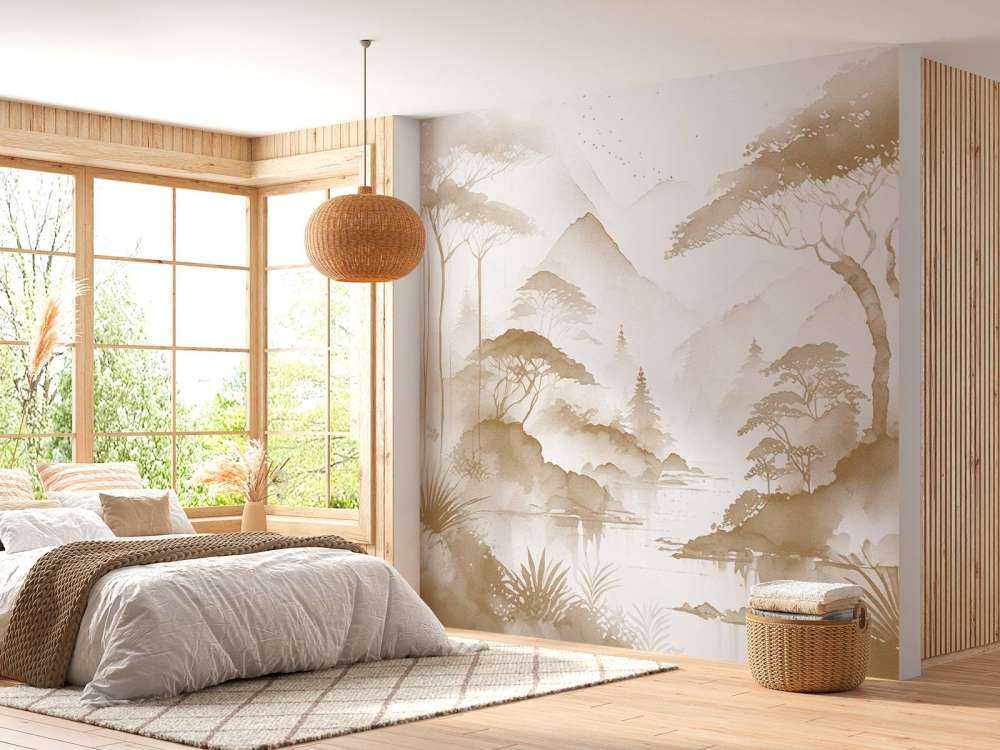 Lago di Montagna in Inchiostro Nebbioso, taupe