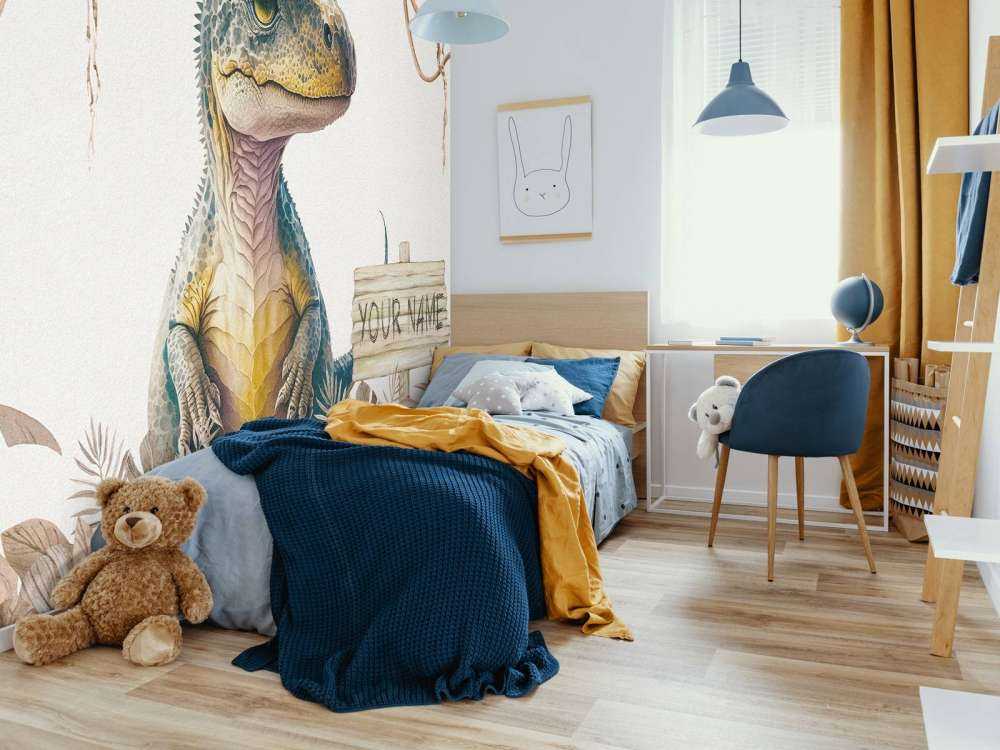 Baby t-rex nella giungla taupe