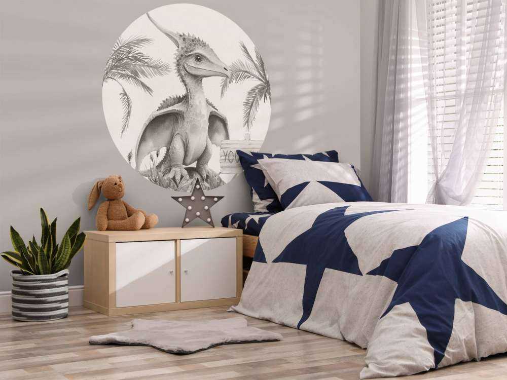 Baby pteranodon nella giungla beige