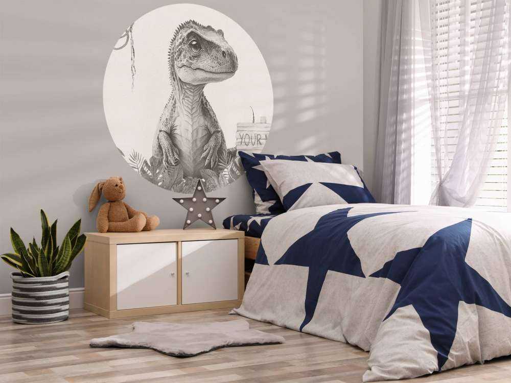 Baby t-rex nella giungla beige