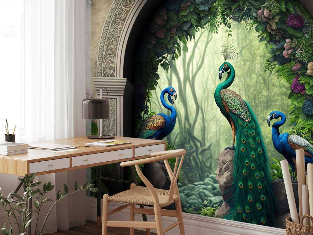 Trio di Pavoni in Giardino Segreto