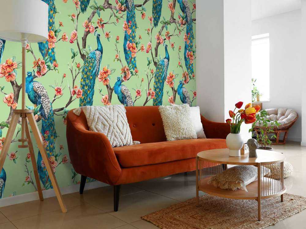 Pavone con Fiori da Giardino