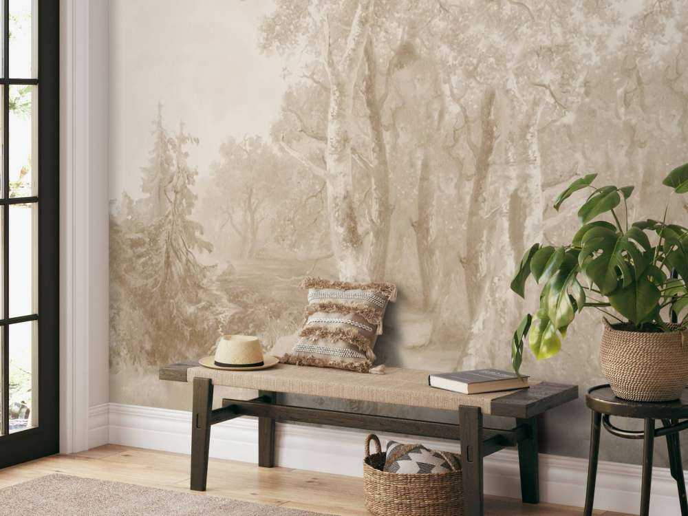 Panorama di paesaggio forestale beige