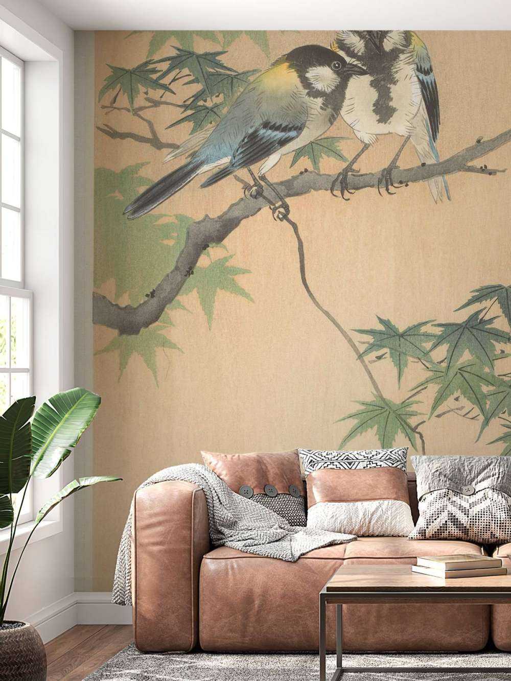 Cinciallegre su ramo di acero