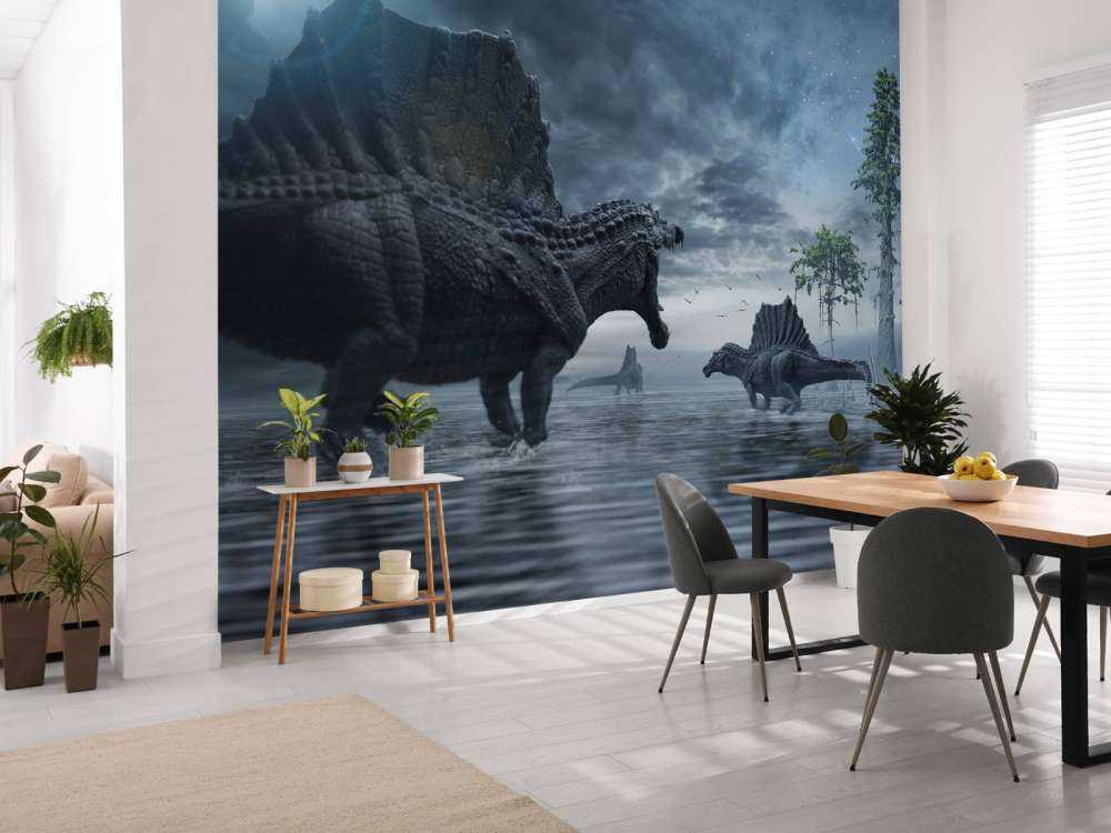 Gruppo di Spinosauri in una zona di caccia