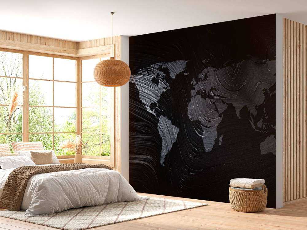 Mappa del mondo su una foglia di palma