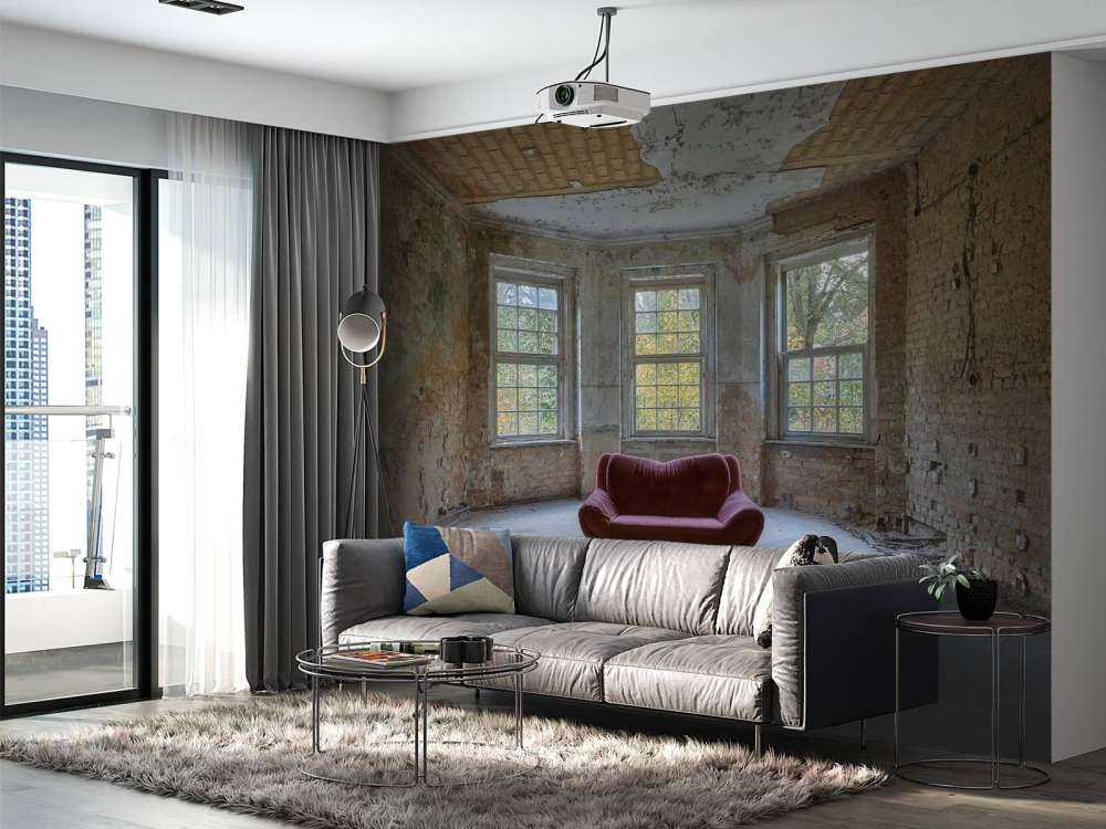 Panchina in una stanza abbandonata