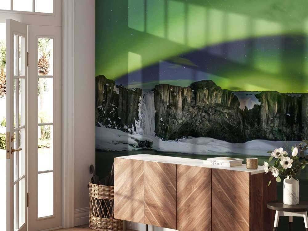 Foto panoramica dell'aurora boreale