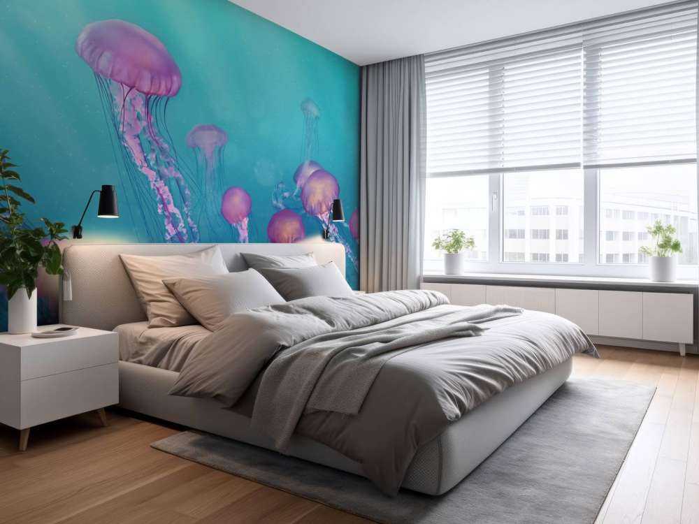 Medusa rosa in mare blu