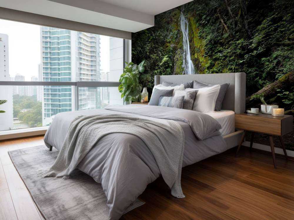 Cascata in un ambiente colorato 