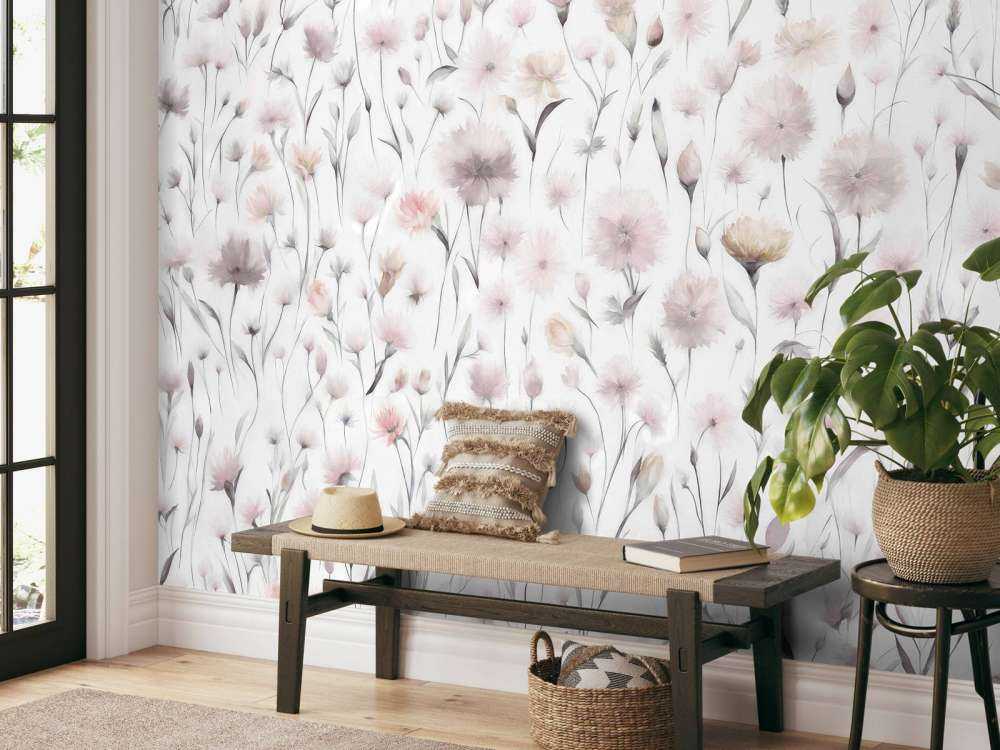 Fiori di mais e erbe di campo rosa