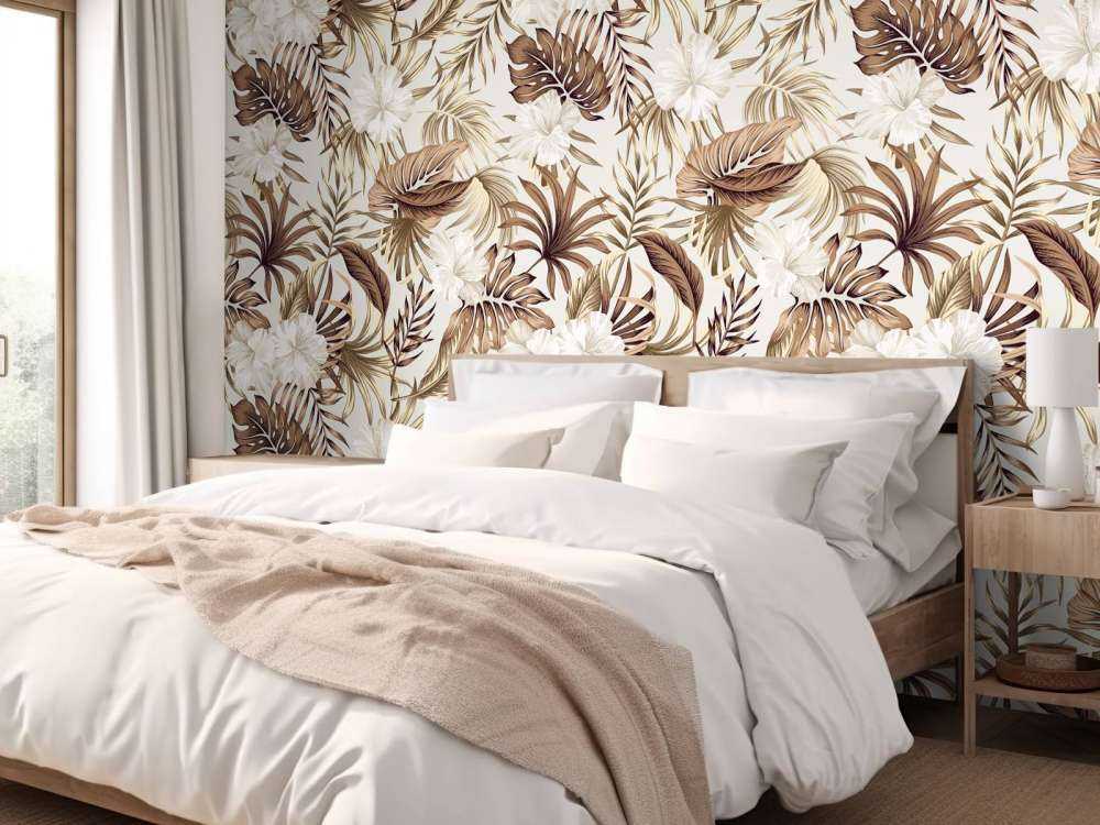 Fiori tropicali, beige