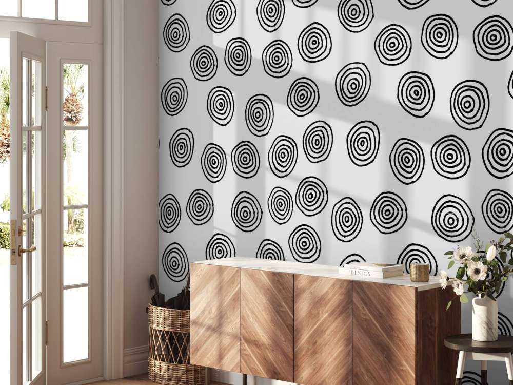 Cerchi astratti in bianco e nero