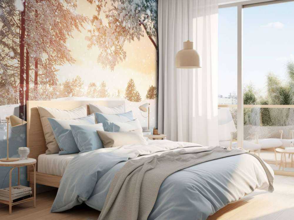 Alberi di pino con neve