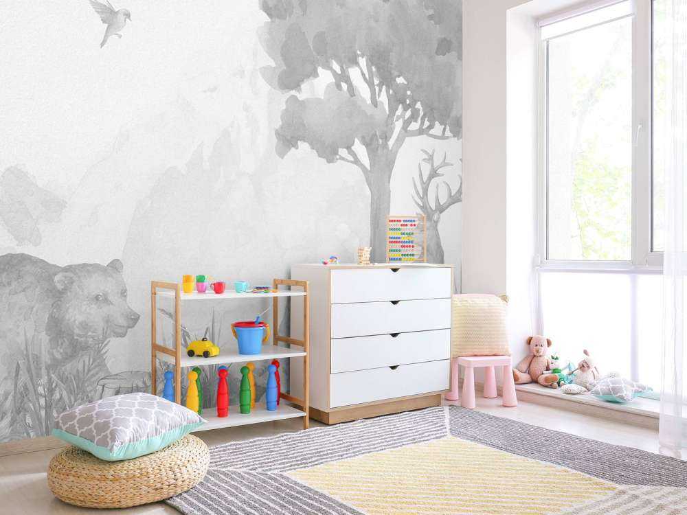 Animali della foresta in bianco e nero