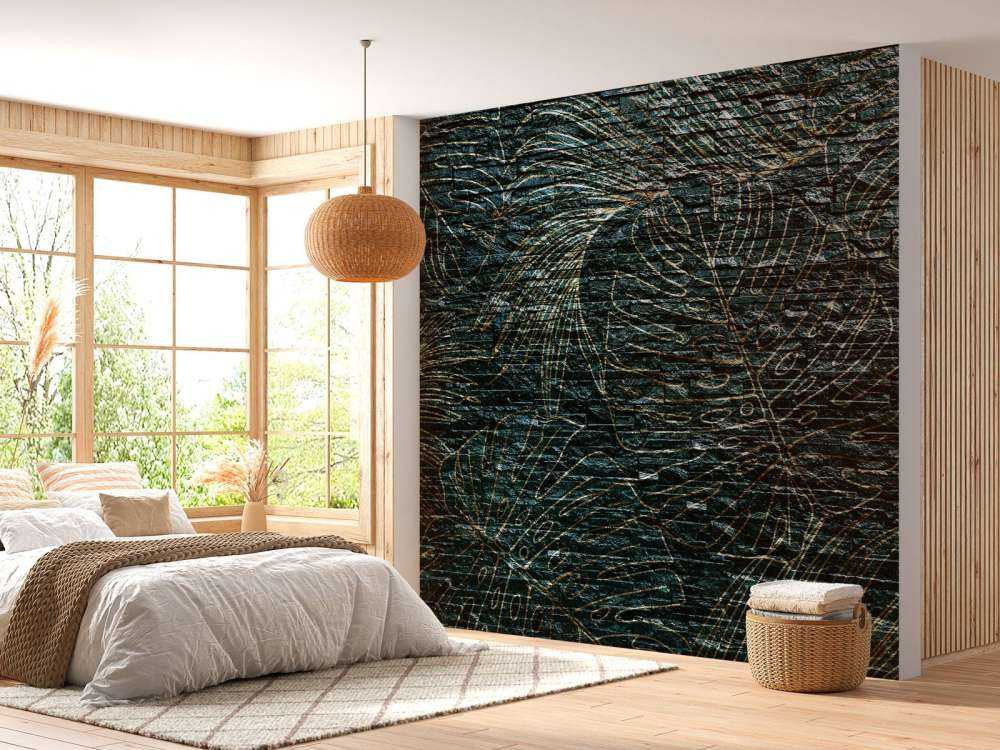 Disegno murale con foglie